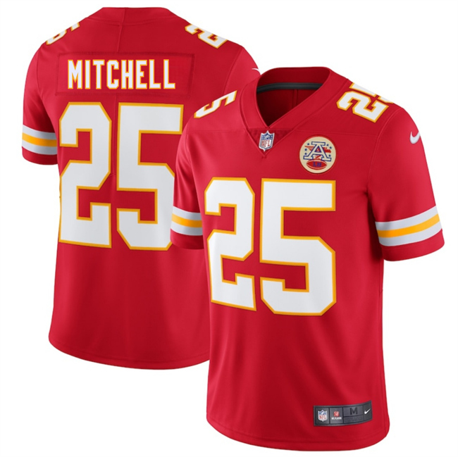 Men’s Kansas City Chiefs #25 Elijah Mitchell Red 2025 Vapor Untouchable Limited Stitched Football Jersey